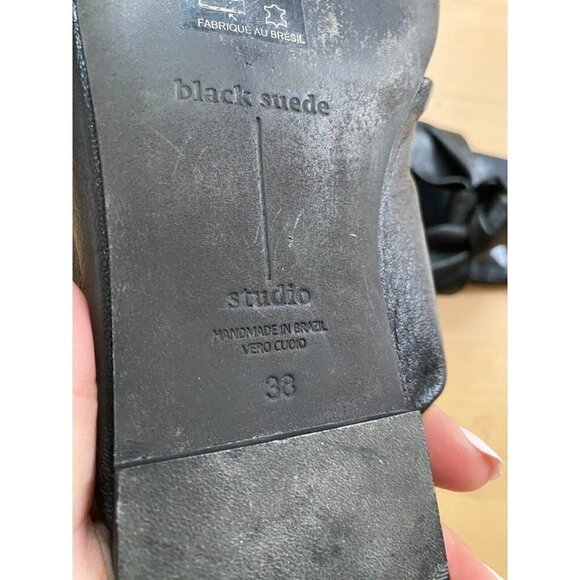 Black suede Studio Leather Knotted Thong Sandal BNWT women NEW - Picture 5 of 6